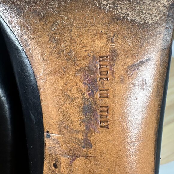 Salvatore Ferragamo Black Leather Square Toe Pumps Heels Size 8.5 AA Narrow - Picture 5 of 10